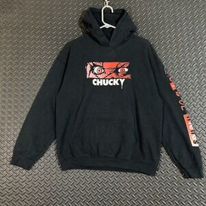 Chucky Black Graphic Print‎ Hoodie Pullover Sweater Men's Size Medium